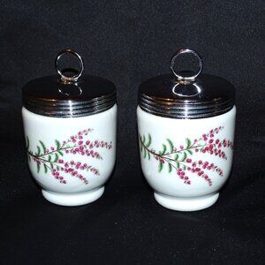 Royal Worcester Porcelain Pair of Egg Coddlers Vintage Berry Pattern